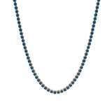 Baseline-Tennis CZ Necklace | 2mm-Necklaces-18k Gold Plated, Dark Blue Cubic Zirconia-Blue Ruby Jewellery-Vancouver Canada
