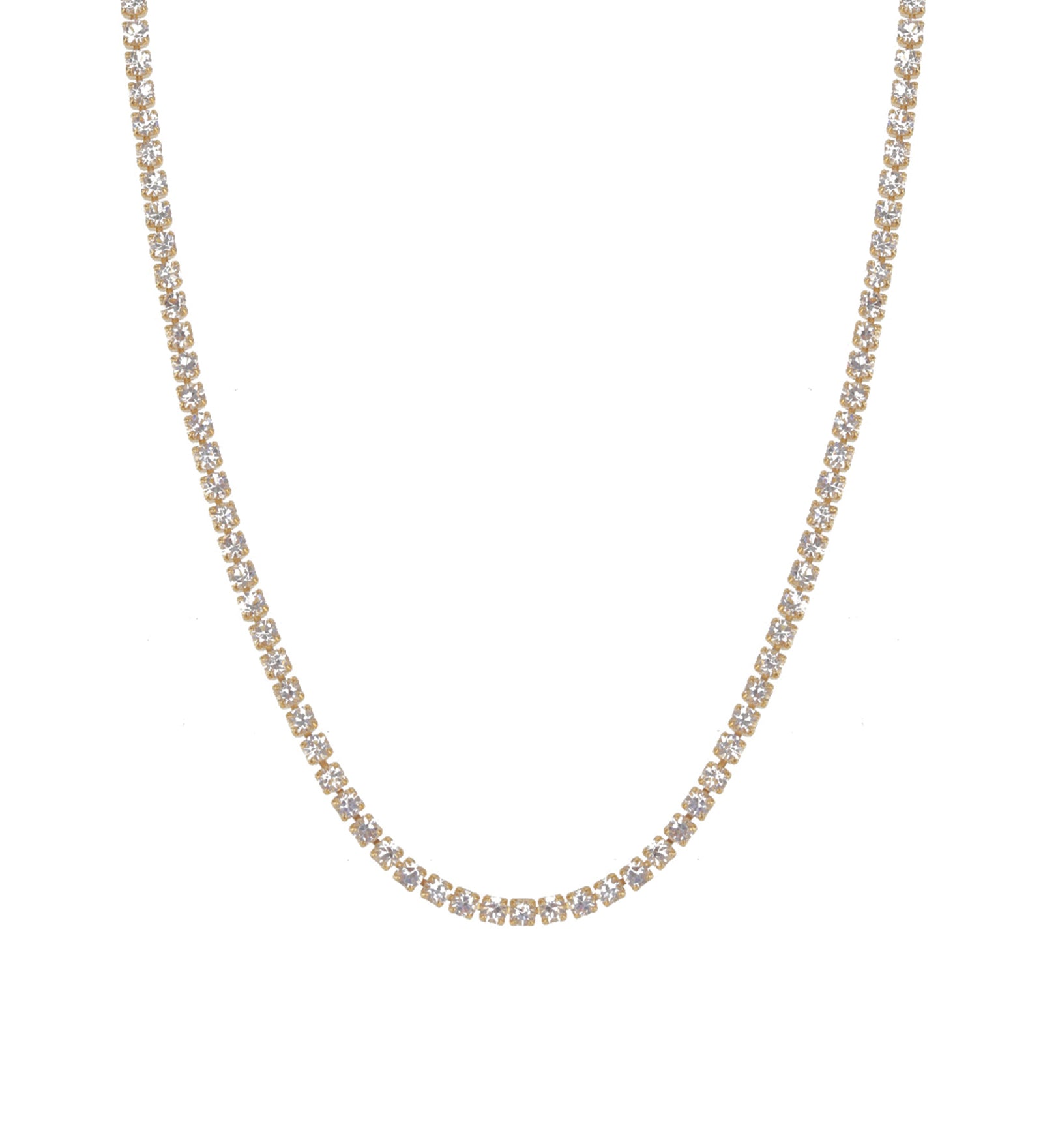 Baseline-Tennis CZ Necklace | 2mm-Necklaces-18k Gold Plated, Cubic Zirconia-Blue Ruby Jewellery-Vancouver Canada