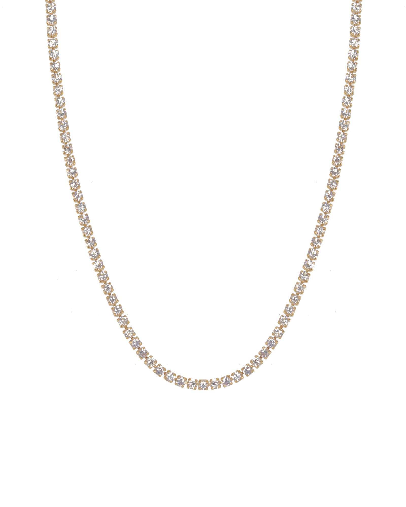 Baseline-Tennis CZ Necklace | 2mm-Necklaces-18k Gold Plated, Cubic Zirconia-Blue Ruby Jewellery-Vancouver Canada