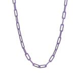 Paperclip Enamel Necklace 18k Gold Plated, Purple Enamel