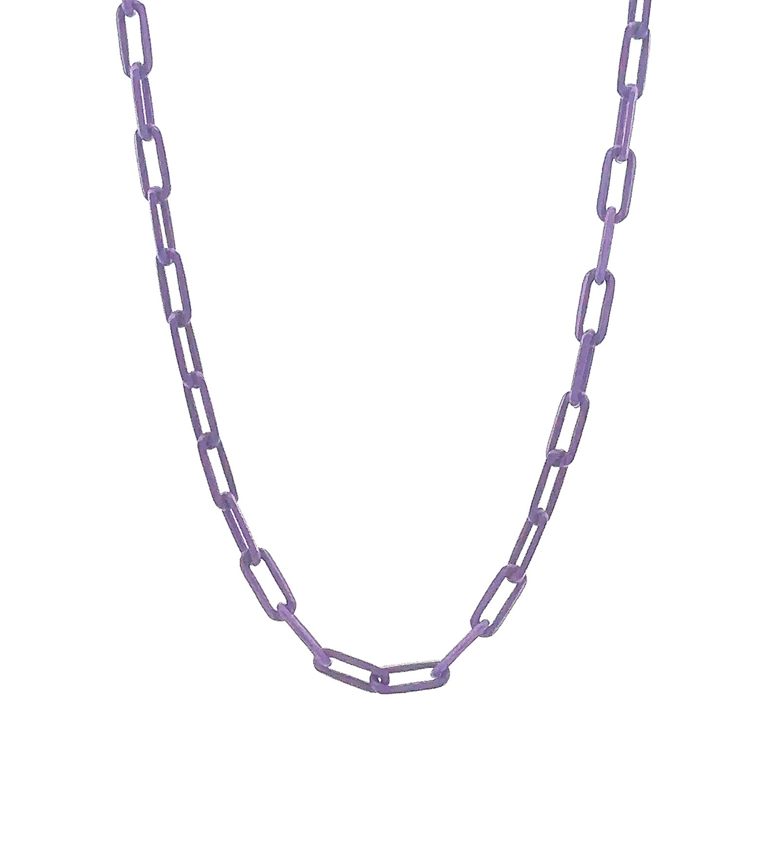 Paperclip Enamel Necklace 18k Gold Plated, Purple Enamel