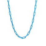 Paperclip Enamel Necklace 18k Gold Plated, Light Blue Enamel