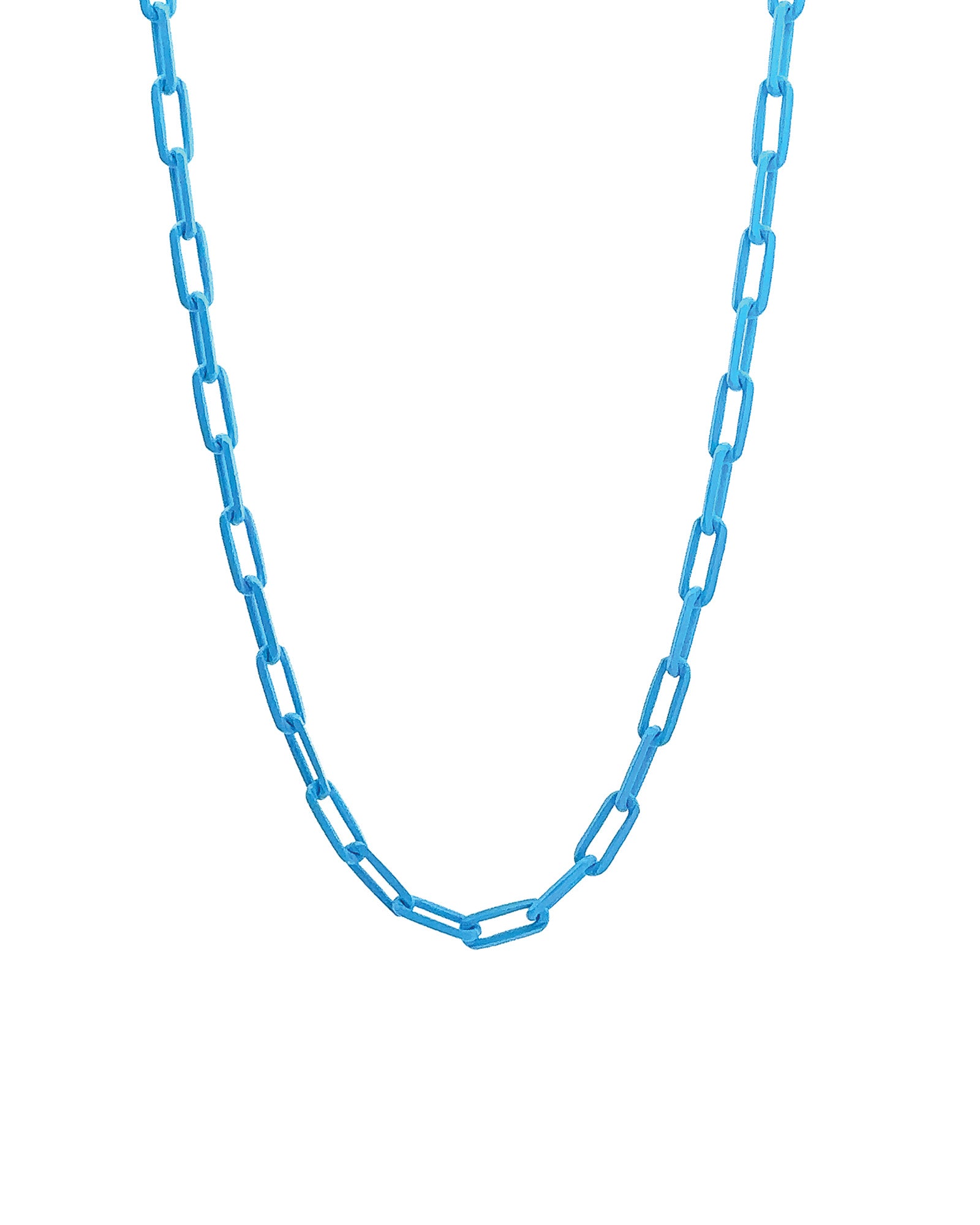 Paperclip Enamel Necklace 18k Gold Plated, Light Blue Enamel