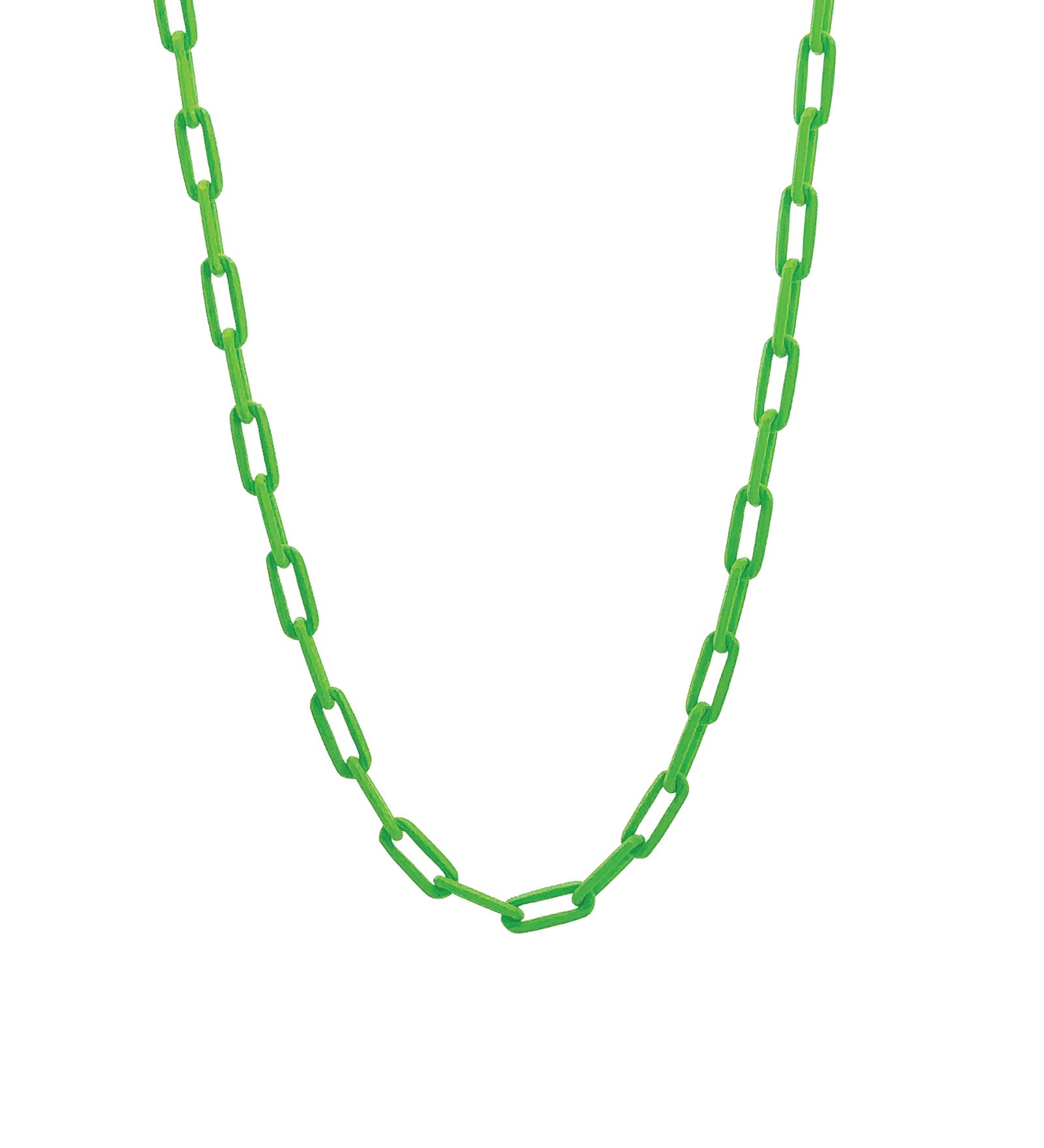 Paperclip Enamel Necklace 18k Gold Plated, Green Enamel