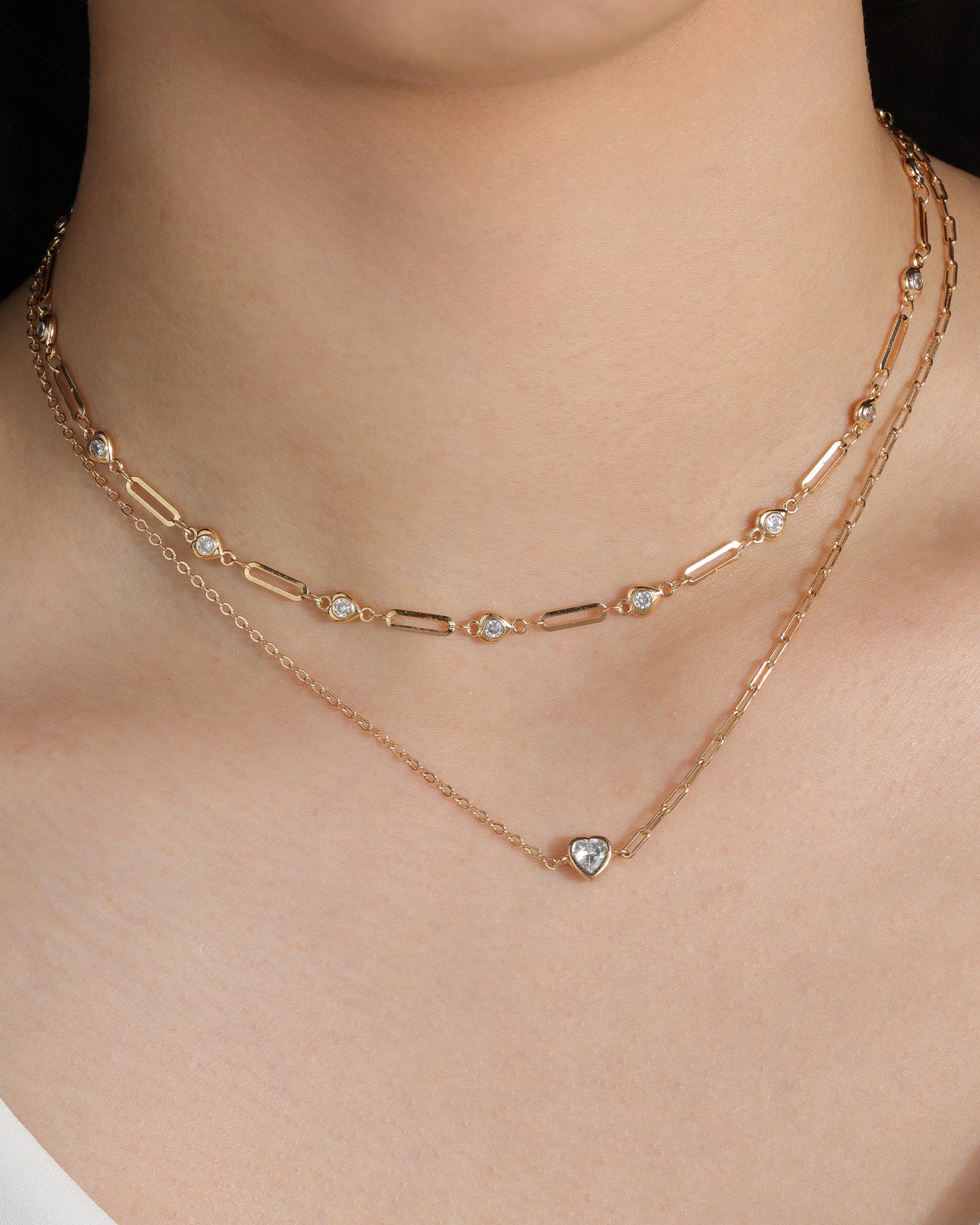 Baseline-Heart CZ Mix Chain Necklace-Necklaces-Blue Ruby Jewellery-Vancouver Canada