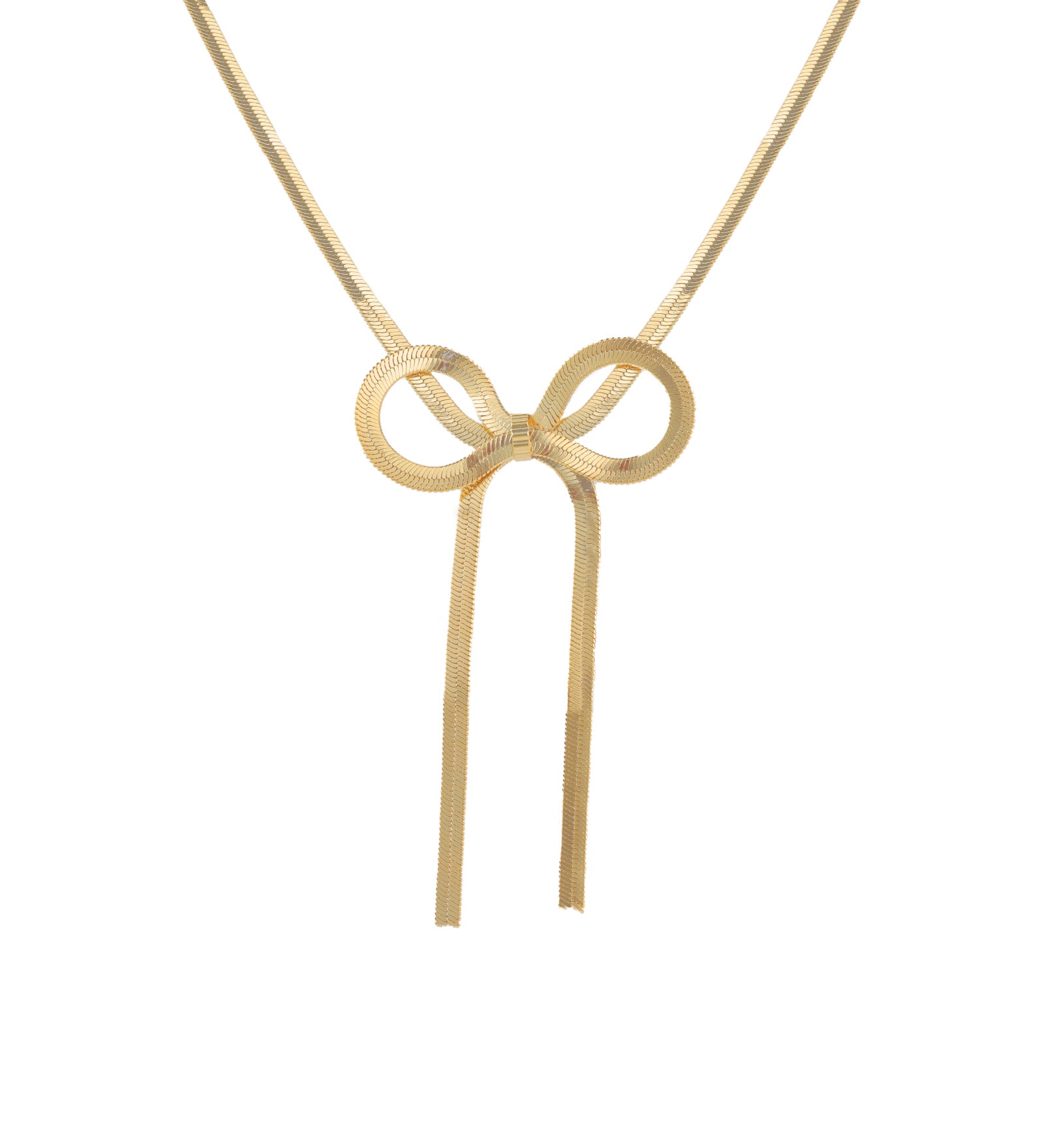 Baseline-Herringbone Bow Necklace-Necklaces-18k Gold Plated-Blue Ruby Jewellery-Vancouver Canada