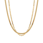 Baseline-2 Row Herringbone Disc Necklace-Necklaces-18k Gold Plated-Blue Ruby Jewellery-Vancouver Canada