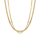 Baseline-2 Row Herringbone Disc Necklace-Necklaces-18k Gold Plated-Blue Ruby Jewellery-Vancouver Canada