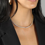 Tennis 3 Prong CZ Necklace | 5mm 18k Gold Plated, Cubic Zirconia