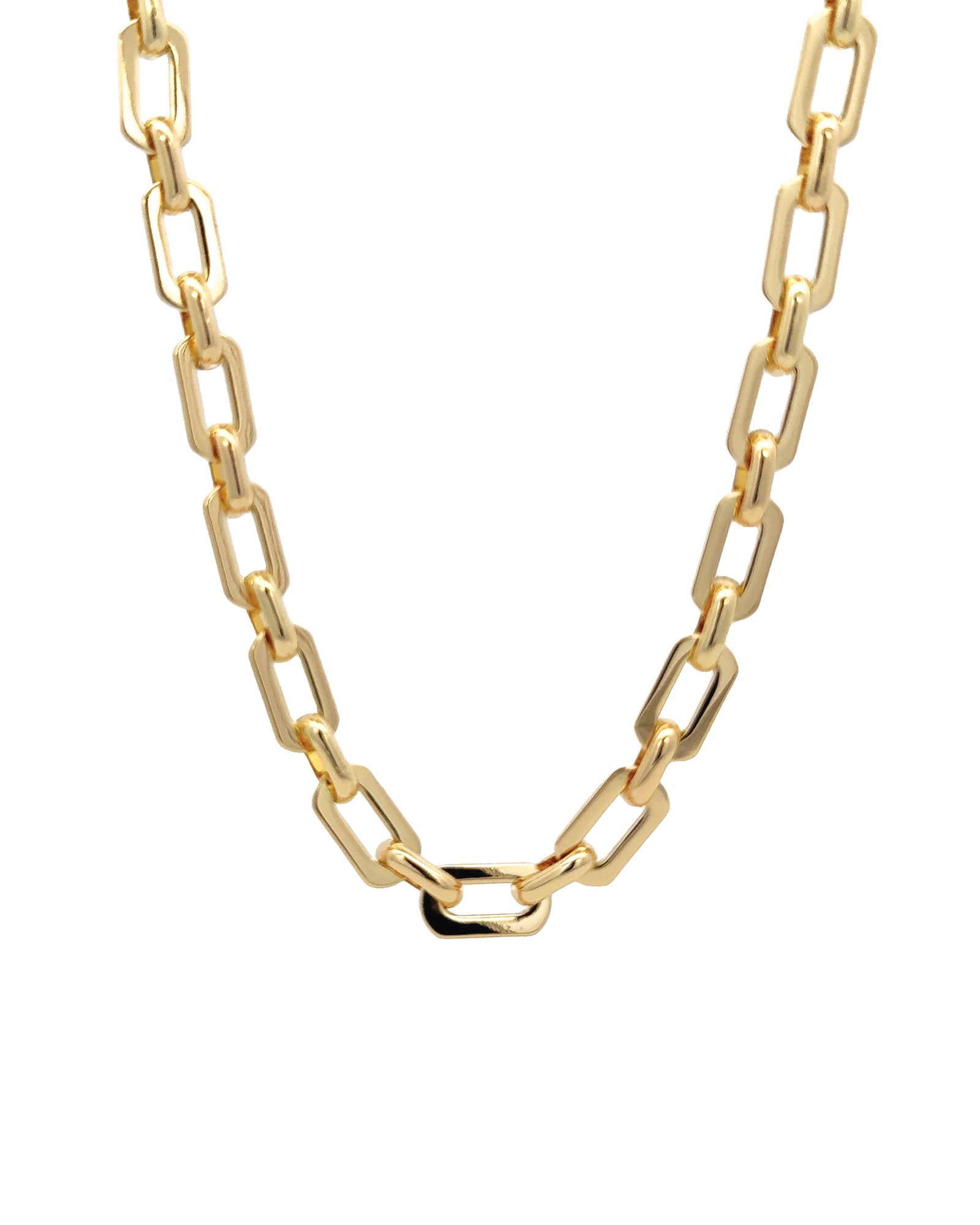 Oval Square Link Necklace 18k Gold Plated