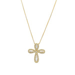 Pavé Baguette Cross Necklace 18k Gold Plated, Cubic Zirconia