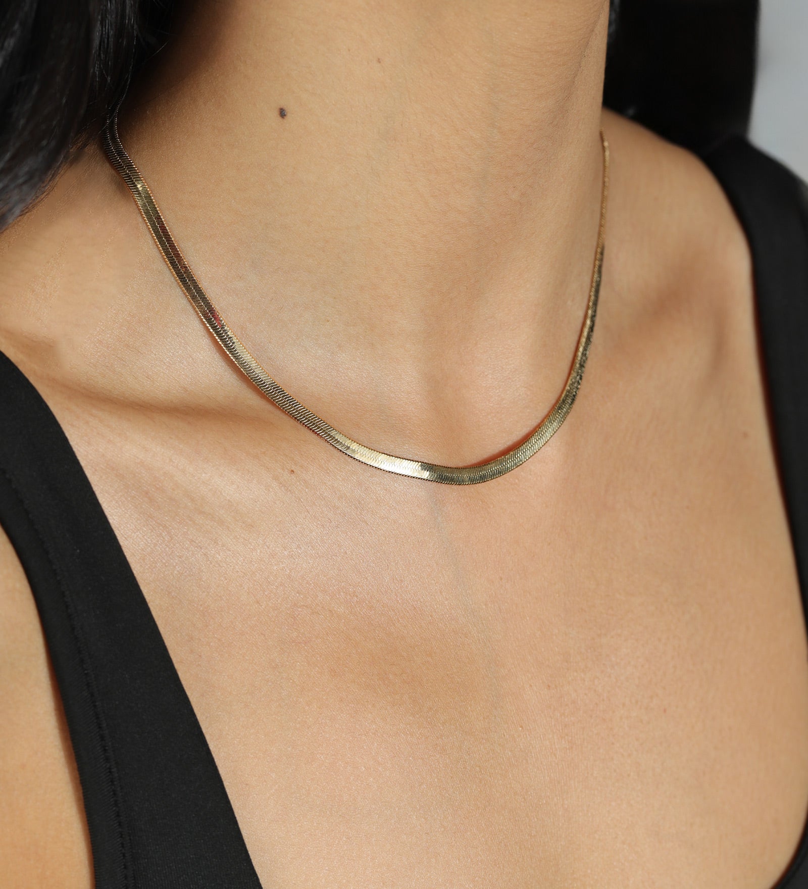 Herringbone Necklace | 4mm 18k Gold Plated