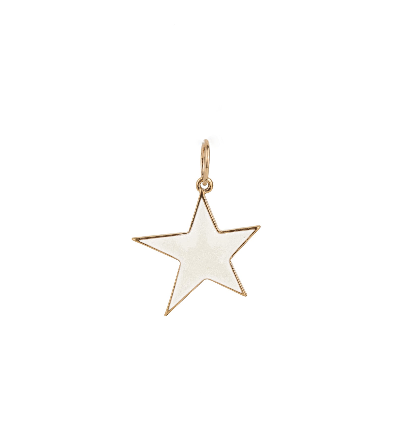 Large Star Enamel Charm 18k Gold Plated, White Enamel