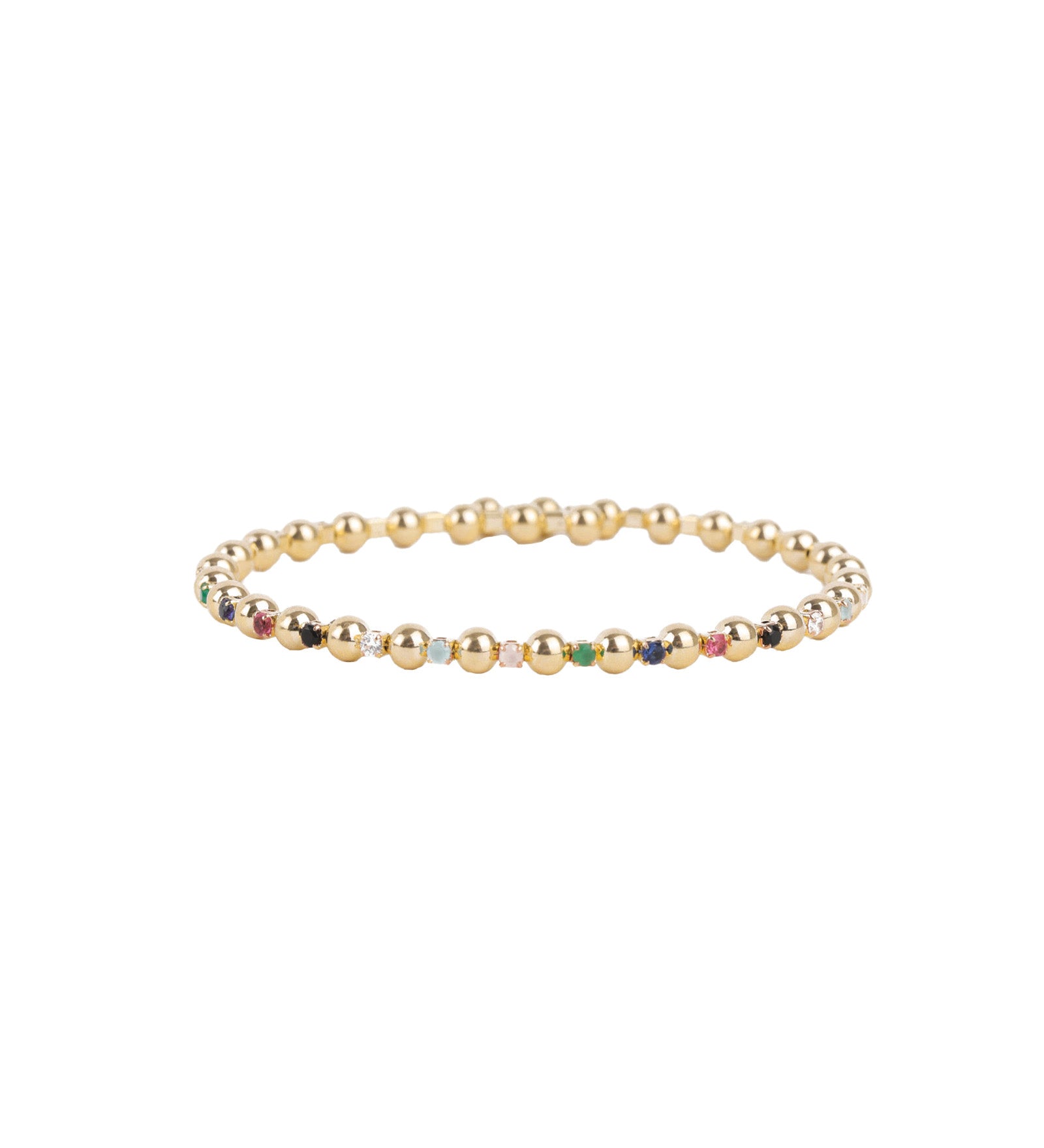 Baseline-Alternating CZ Ball Coil Cuff-Bracelets-18k Gold Plated, Multi Cubic Zirconia-Blue Ruby Jewellery-Vancouver Canada