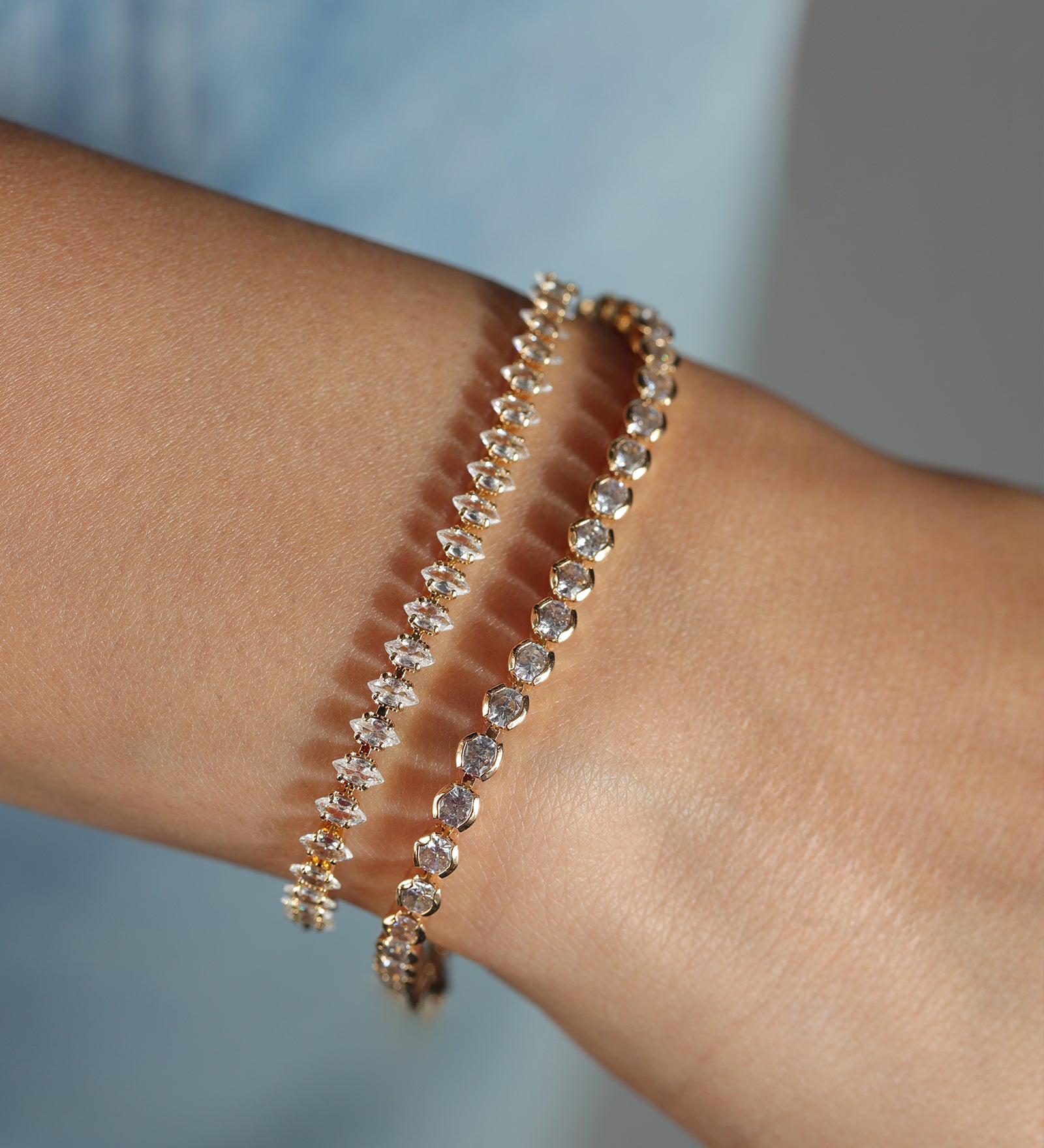 Marquise Pull Bracelet 18k Gold Plated, Cubic Zirconia
