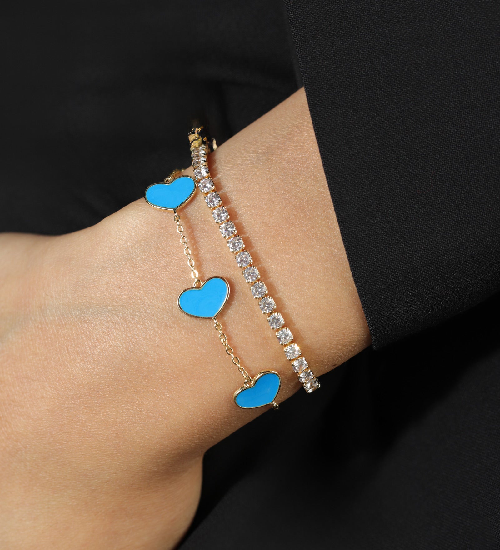 Round CZ Pull Bracelet 18k Gold Plated, Cubic Zirconia