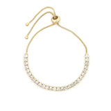 Round CZ Pull Bracelet 18k Gold Plated, Cubic Zirconia