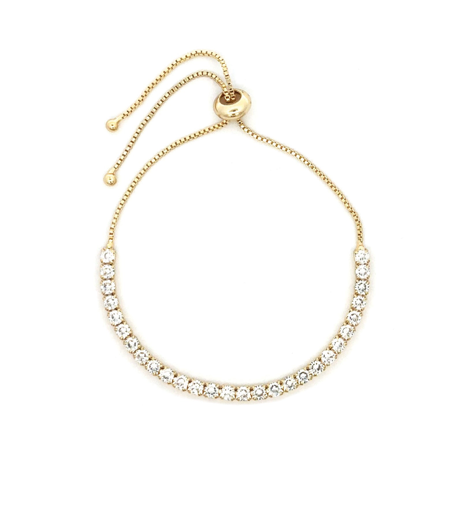 Round CZ Pull Bracelet 18k Gold Plated, Cubic Zirconia