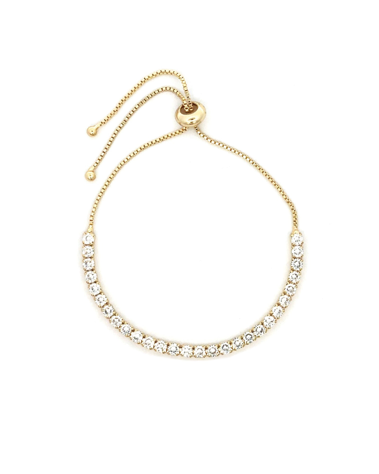 Round CZ Pull Bracelet 18k Gold Plated, Cubic Zirconia