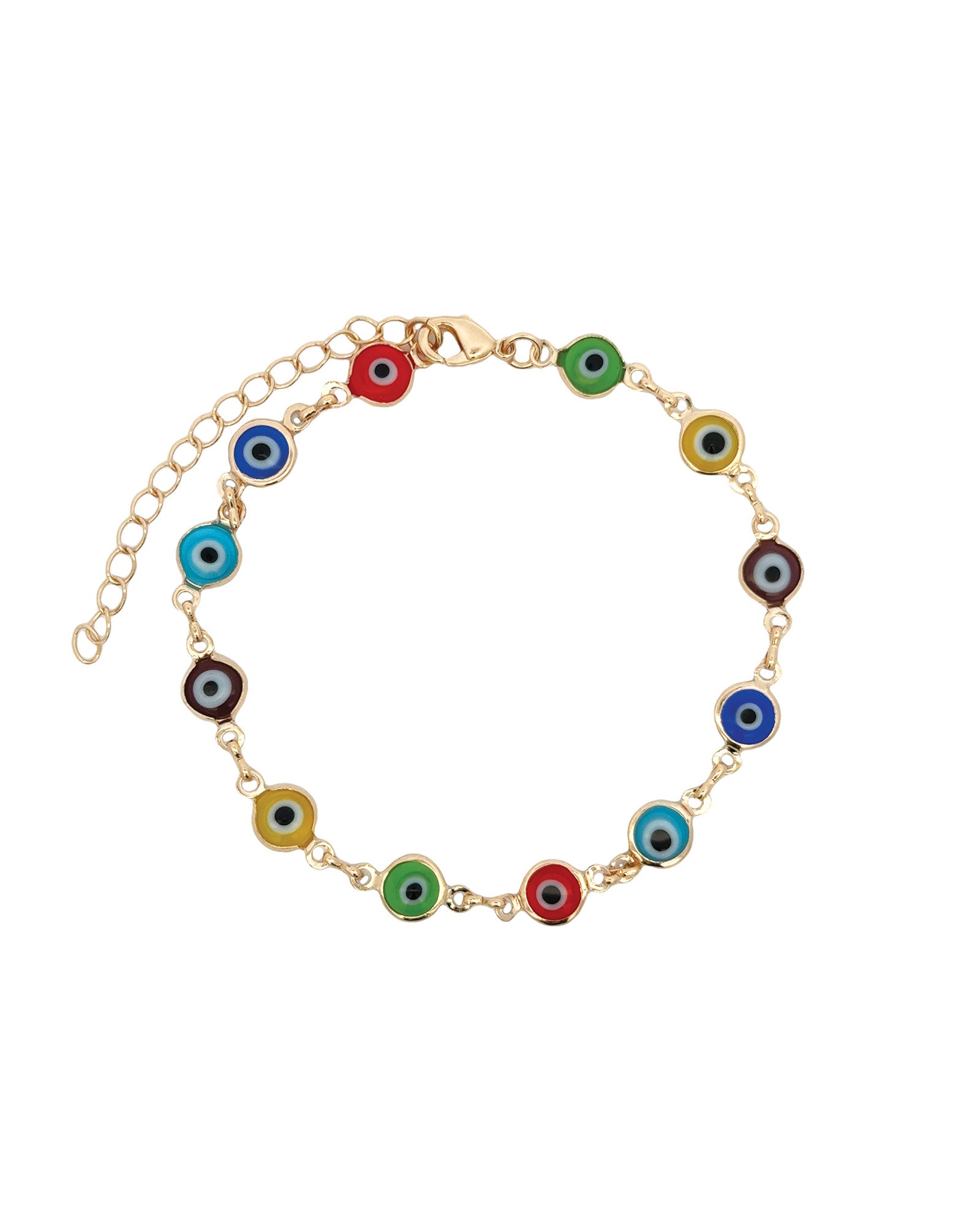 Baseline-Evil Eye Multi Bracelet-Bracelets-18k Gold Plated, Enamel-Blue Ruby Jewellery-Vancouver Canada