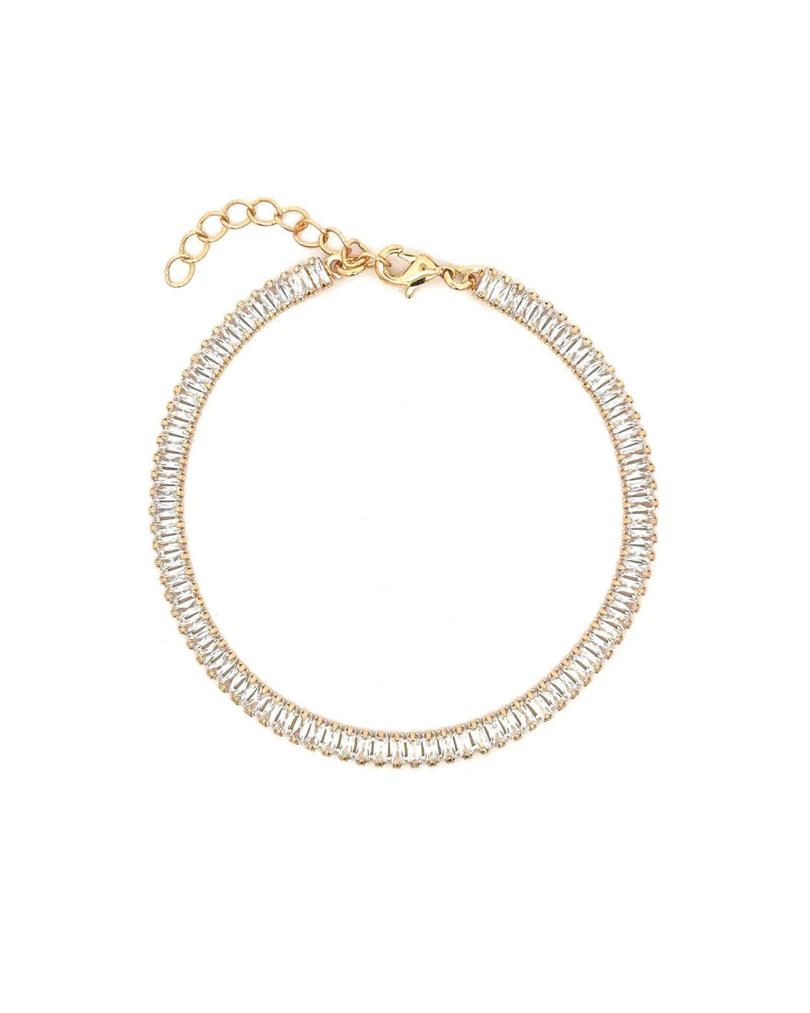 Baseline-Baguette CZ Bracelet-Bracelets-18k Gold Plated, Cubic Zirconia-Blue Ruby Jewellery-Vancouver Canada