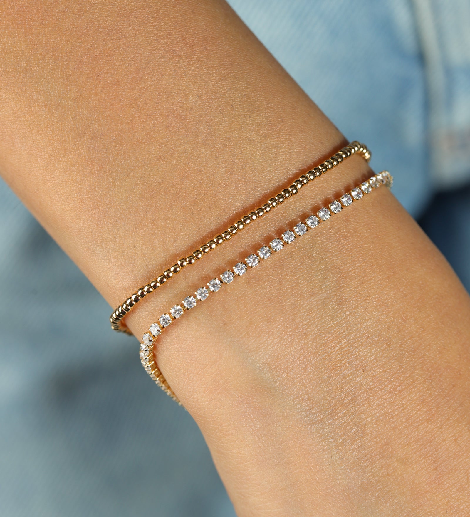 CZ 2mm Bracelet 18k Gold Plated, Cubic Zirconia