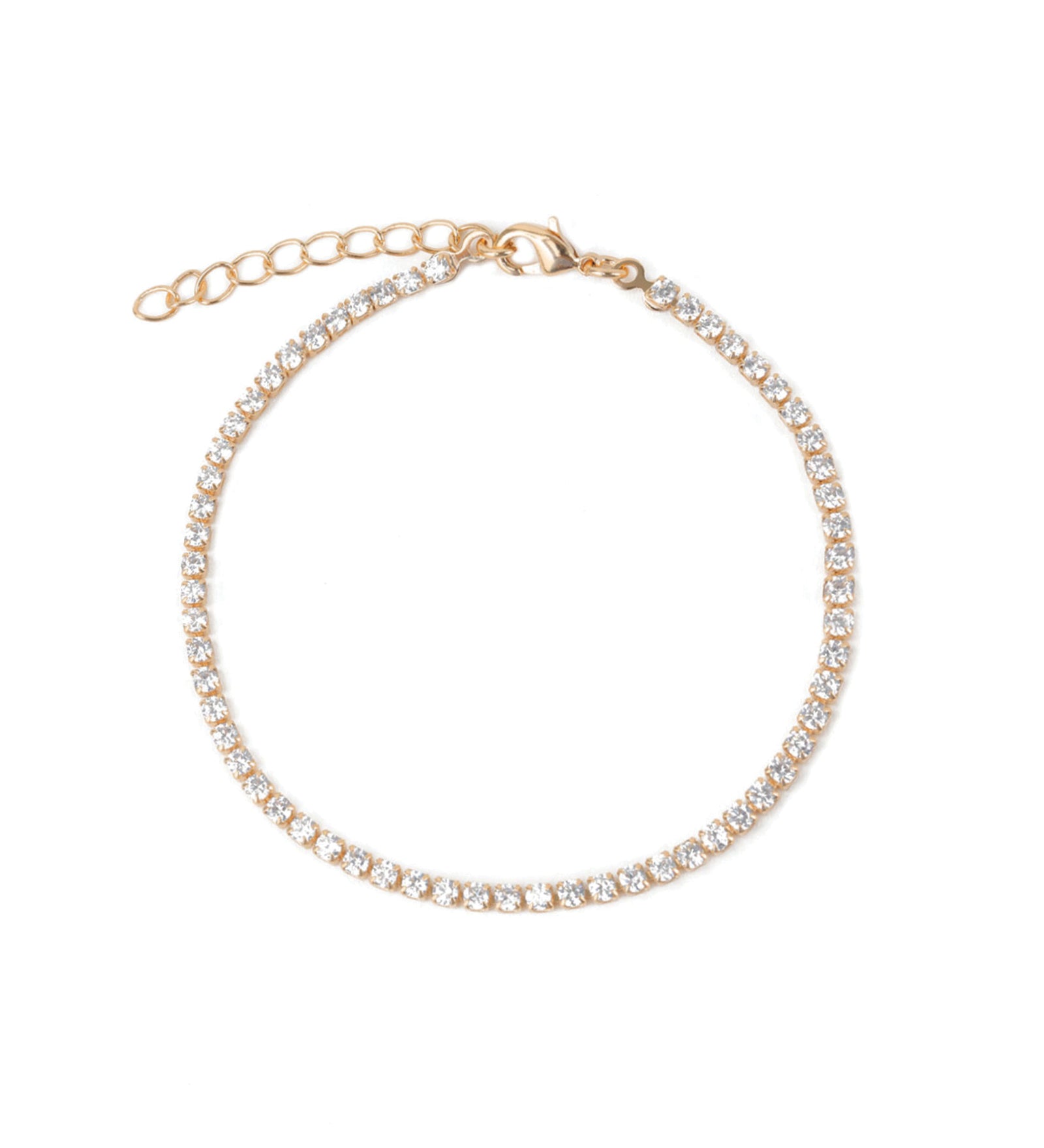 Baseline-CZ 2mm Bracelet-Bracelets-18k Gold Plated, Cubic Zirconia-Blue Ruby Jewellery-Vancouver Canada
