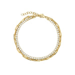 2 Row Paperclip CZ Bracelet 18k Gold Plated, Cubic Zirconia