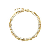 2 Row Paperclip CZ Bracelet 18k Gold Plated, Cubic Zirconia
