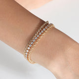 Tennis Half Bezel Round CZ Bracelet 18k Gold Plated, Cubic Zirconia