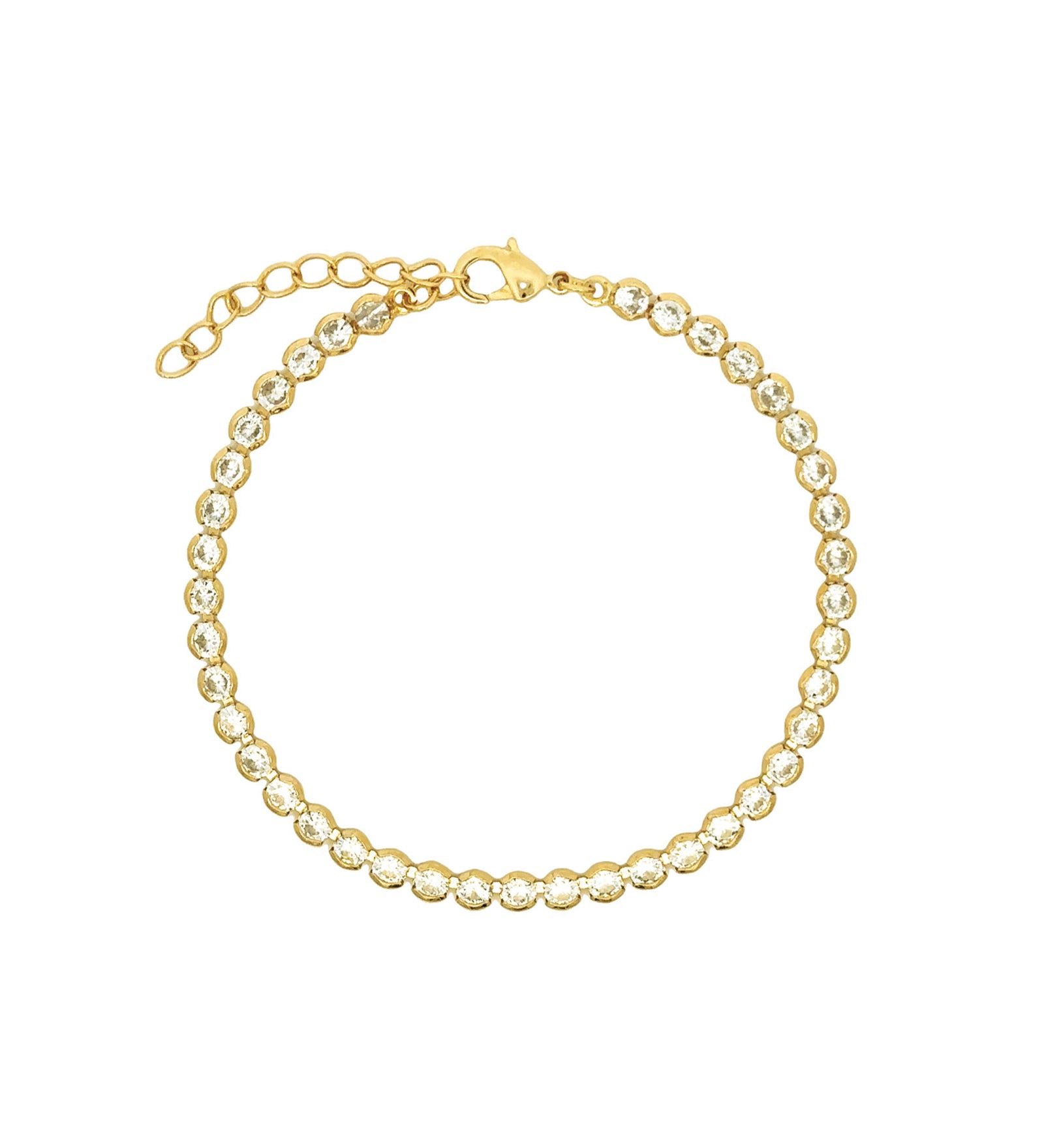 Baseline-Tennis Half Bezel Round CZ Bracelet-Bracelets-18k Gold Plated, Cubic Zirconia-Blue Ruby Jewellery-Vancouver Canada