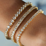 Tennis 3 Prong CZ Bracelet | 4mm 18k Gold Plated, Cubic Zirconia