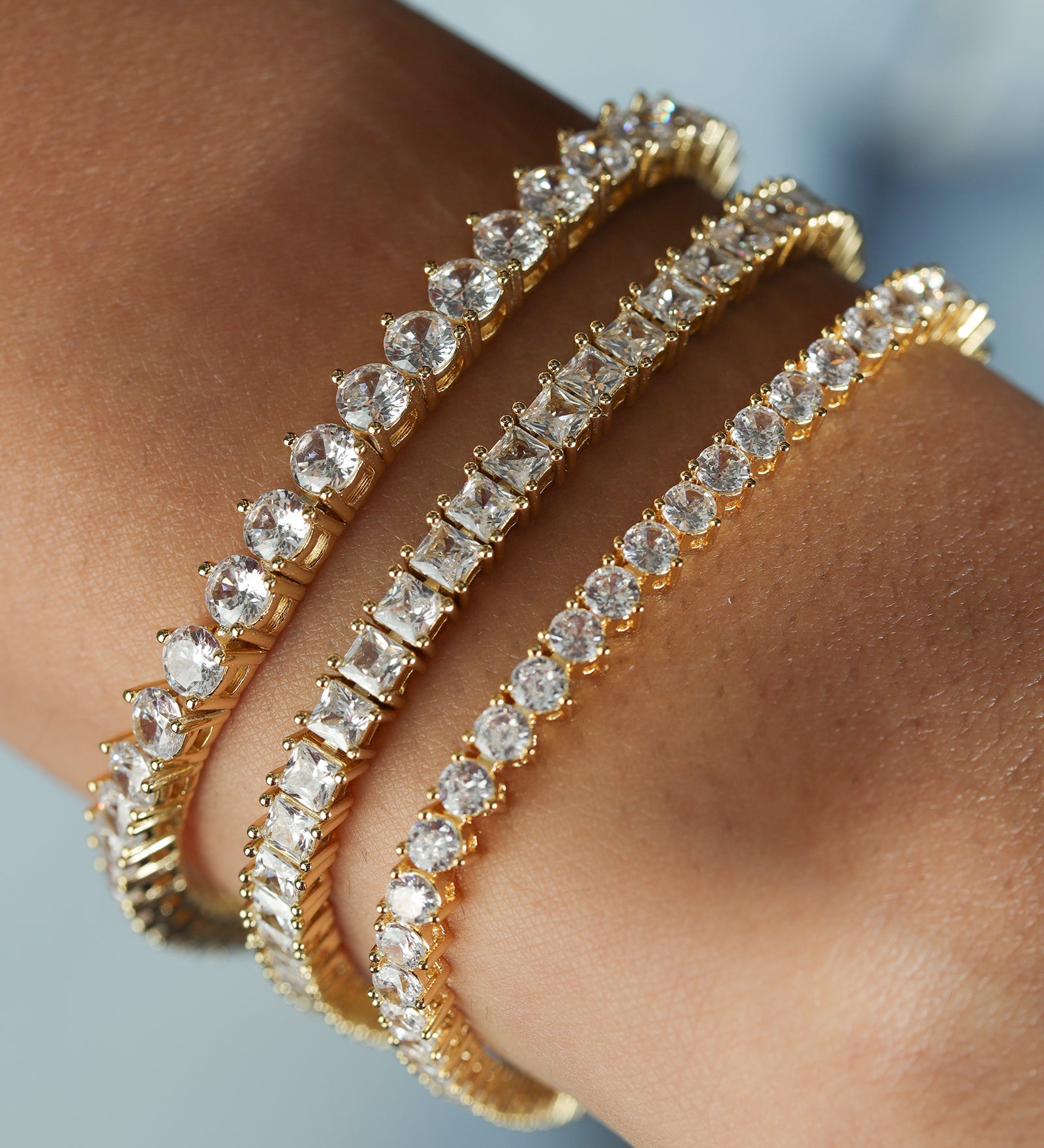 Tennis 3 Prong CZ Bracelet | 4mm 18k Gold Plated, Cubic Zirconia