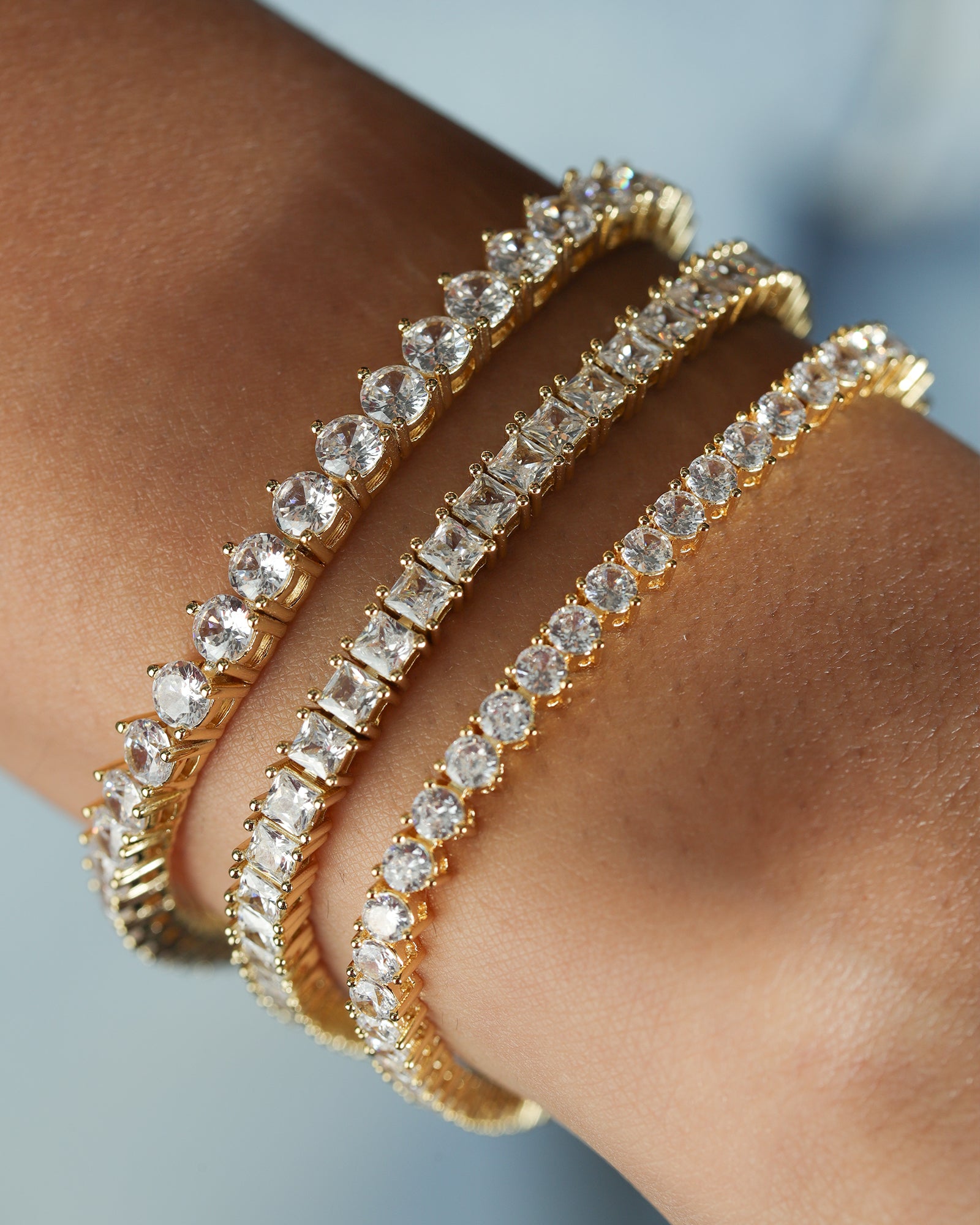 Tennis 3 Prong CZ Bracelet | 4mm 18k Gold Plated, Cubic Zirconia
