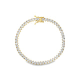 Baseline-Tennis 3 Prong CZ Bracelet | 4mm-Bracelets-18k Gold Plated, Cubic Zirconia-Blue Ruby Jewellery-Vancouver Canada