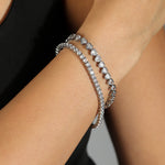 Tennis Heart Bezel CZ Bracelet Rhodium Plated, Cubic Zirconia