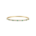 Baseline-CZ Station Pavé Bangle-Bracelets-18k Gold Plated, Green Cubic Zirconia-Blue Ruby Jewellery-Vancouver Canada