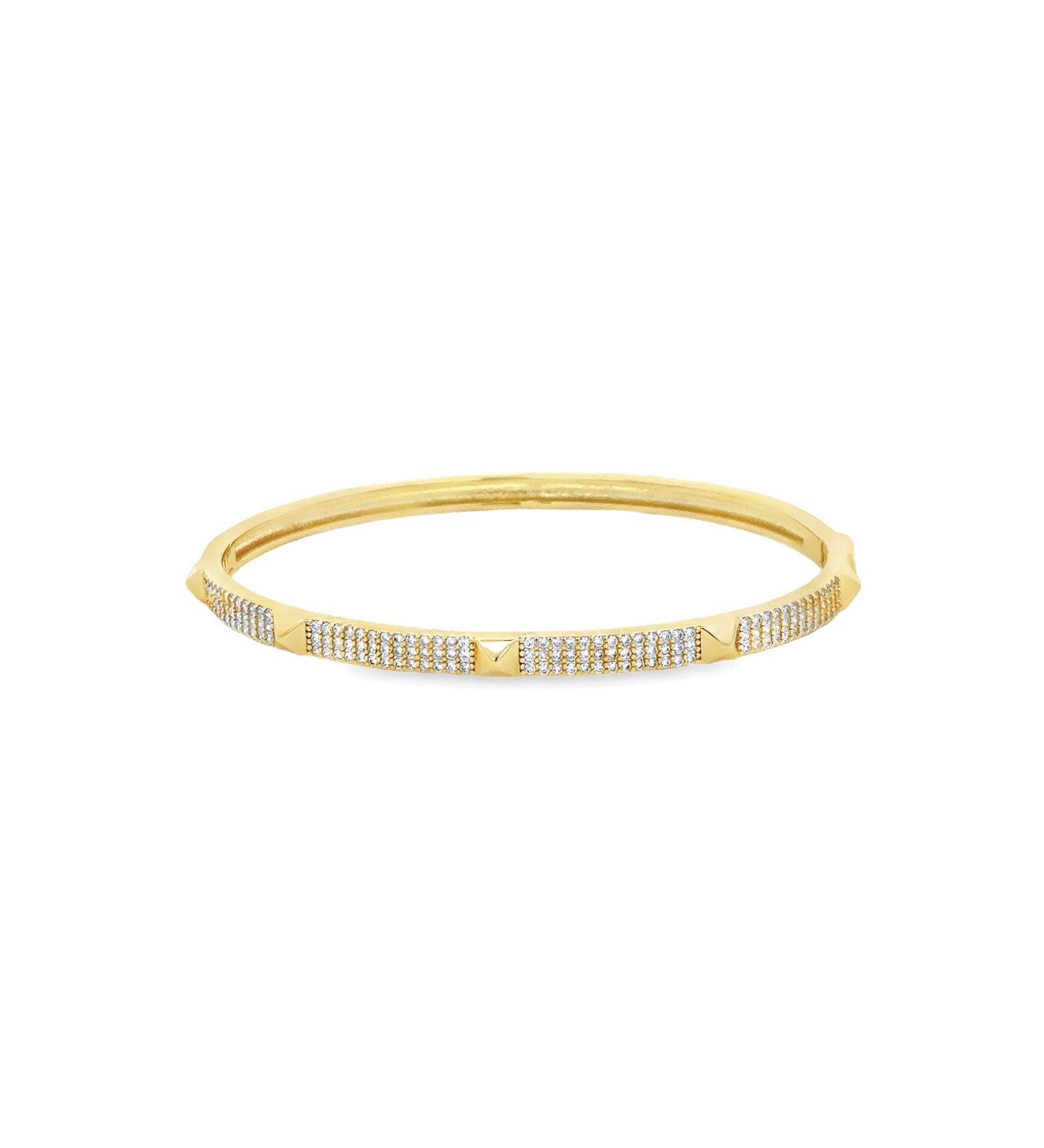 Pyramid Station Pavé Bangle 18k Gold Plated, Cubic Zirconia