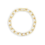 Baseline-Oval Link Enamel Bracelet-Bracelets-18k Gold Plated, White Enamel-Blue Ruby Jewellery-Vancouver Canada