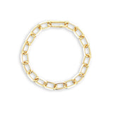 Baseline-Oval Link Enamel Bracelet-Bracelets-18k Gold Plated, White Enamel-Blue Ruby Jewellery-Vancouver Canada