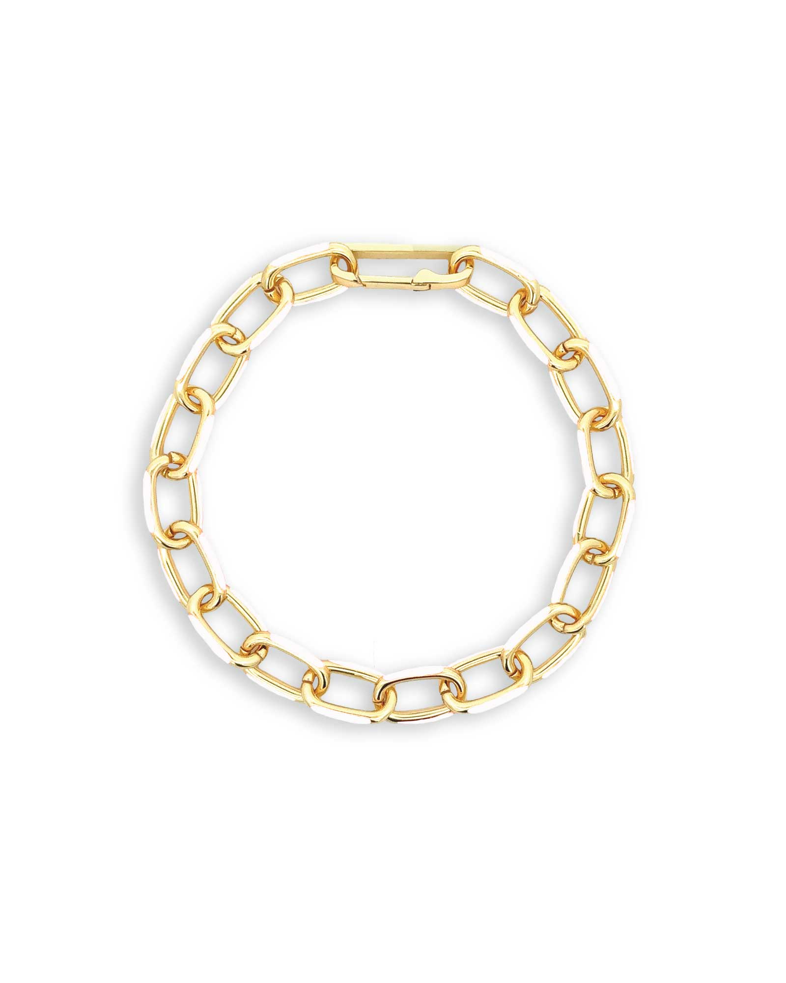 Baseline-Oval Link Enamel Bracelet-Bracelets-18k Gold Plated, White Enamel-Blue Ruby Jewellery-Vancouver Canada
