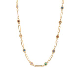 Paperclip Mix CZ Necklace 18k Gold Plated, Cubic Zirconia