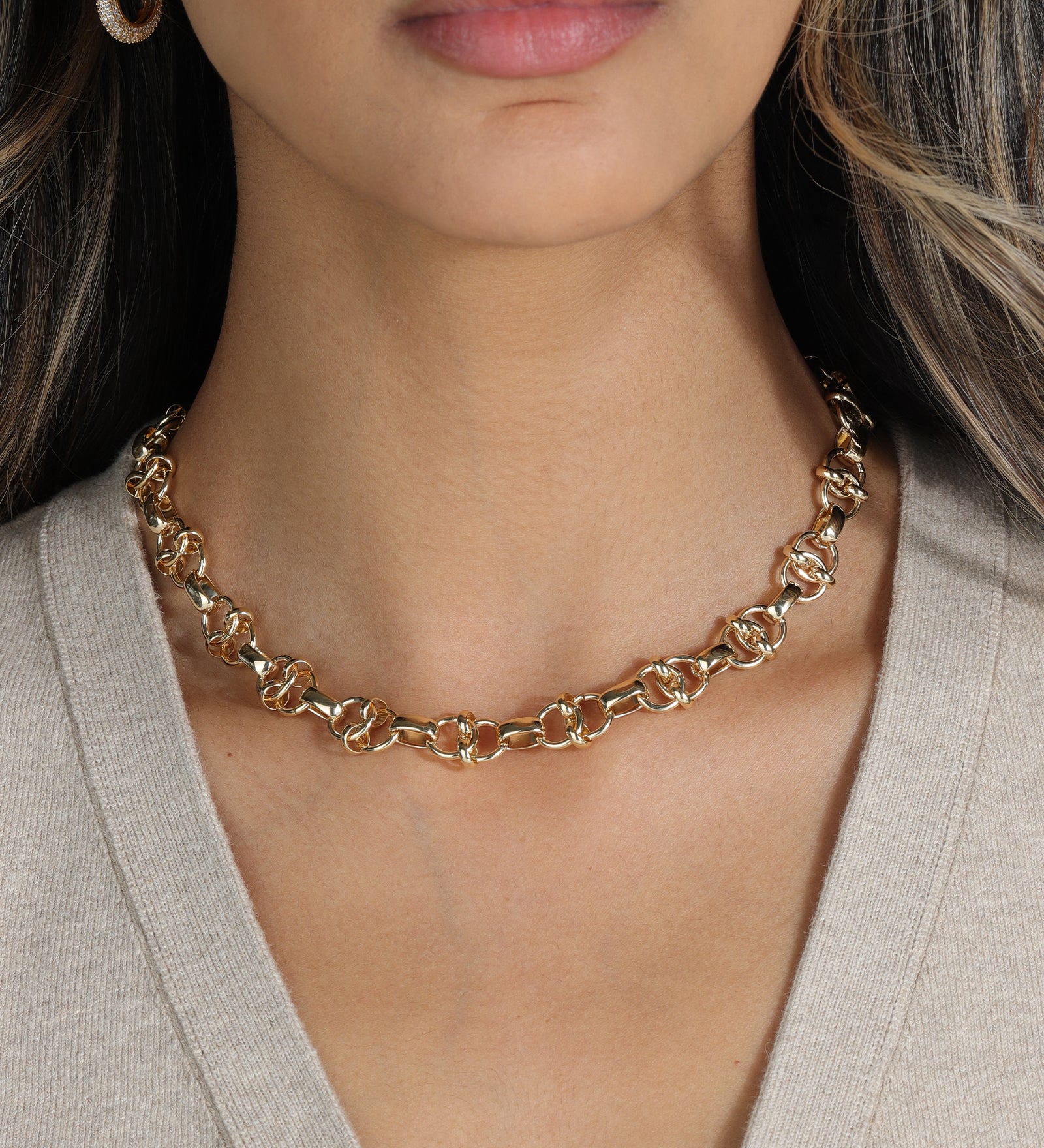Rolo Mix Link Necklace 18k Gold Plated