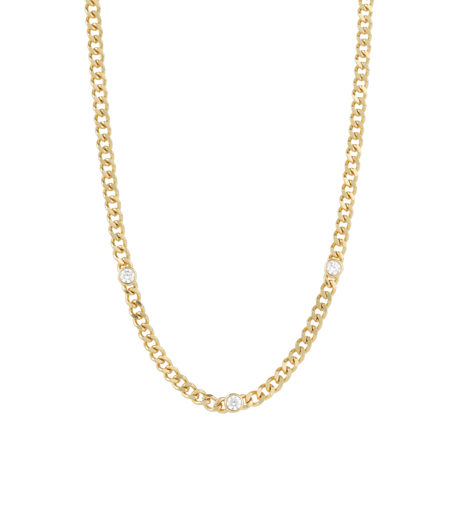 Cuban Link 3 CZ Necklace | 4mm 18k Gold Plated, Cubic Zirconia