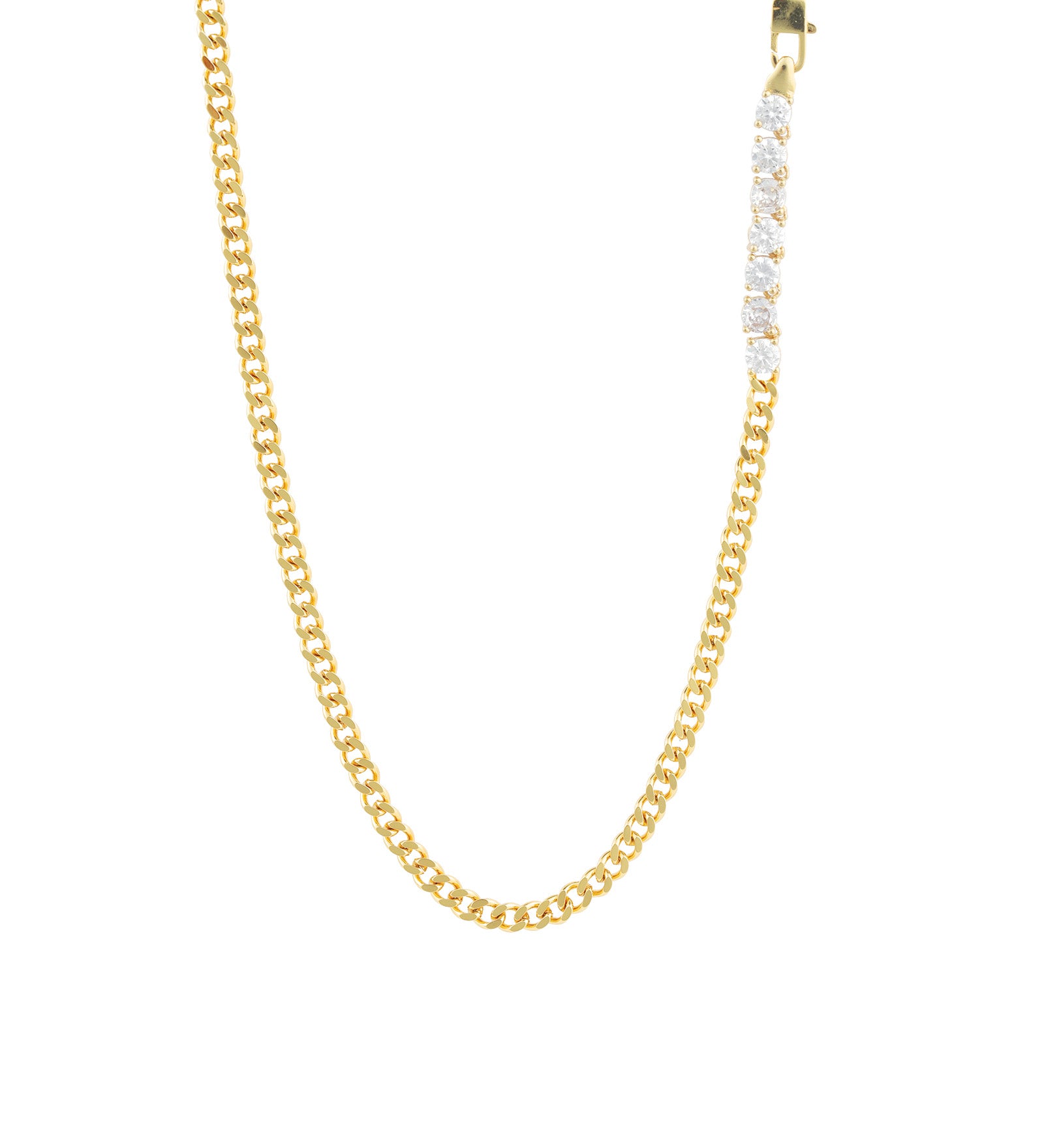 Cuban Link 7 CZ Necklace | 4mm 18k Gold Plated, Cubic Zirconia