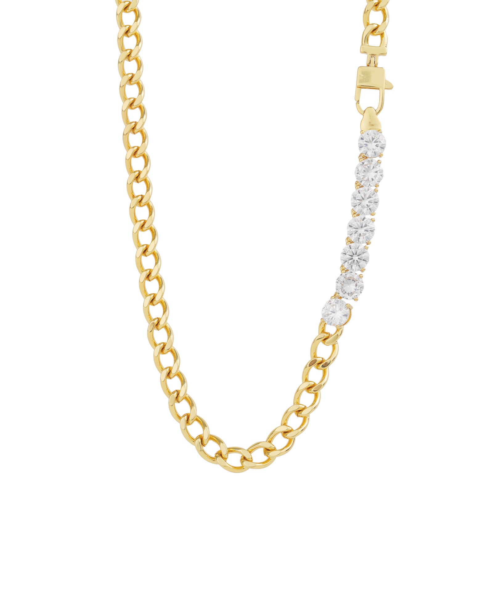 Cuban Link 7 CZ Necklace | 7mm 18k Gold Plated, Cubic Zirconia
