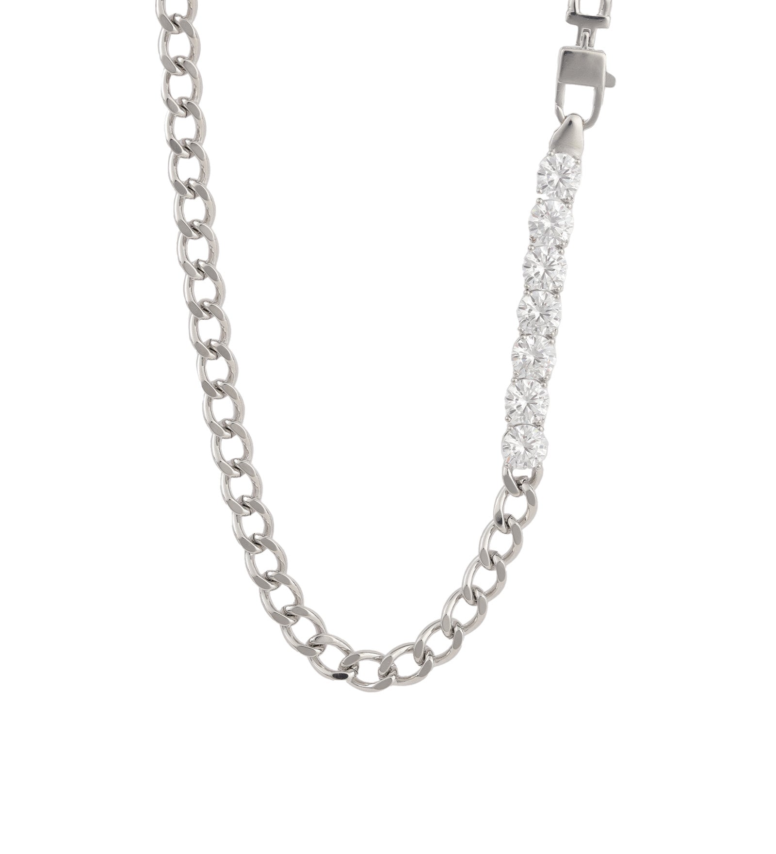 Cuban Link 7 CZ Necklace | 7mm Rhodium Plated, Cubic Zirconia