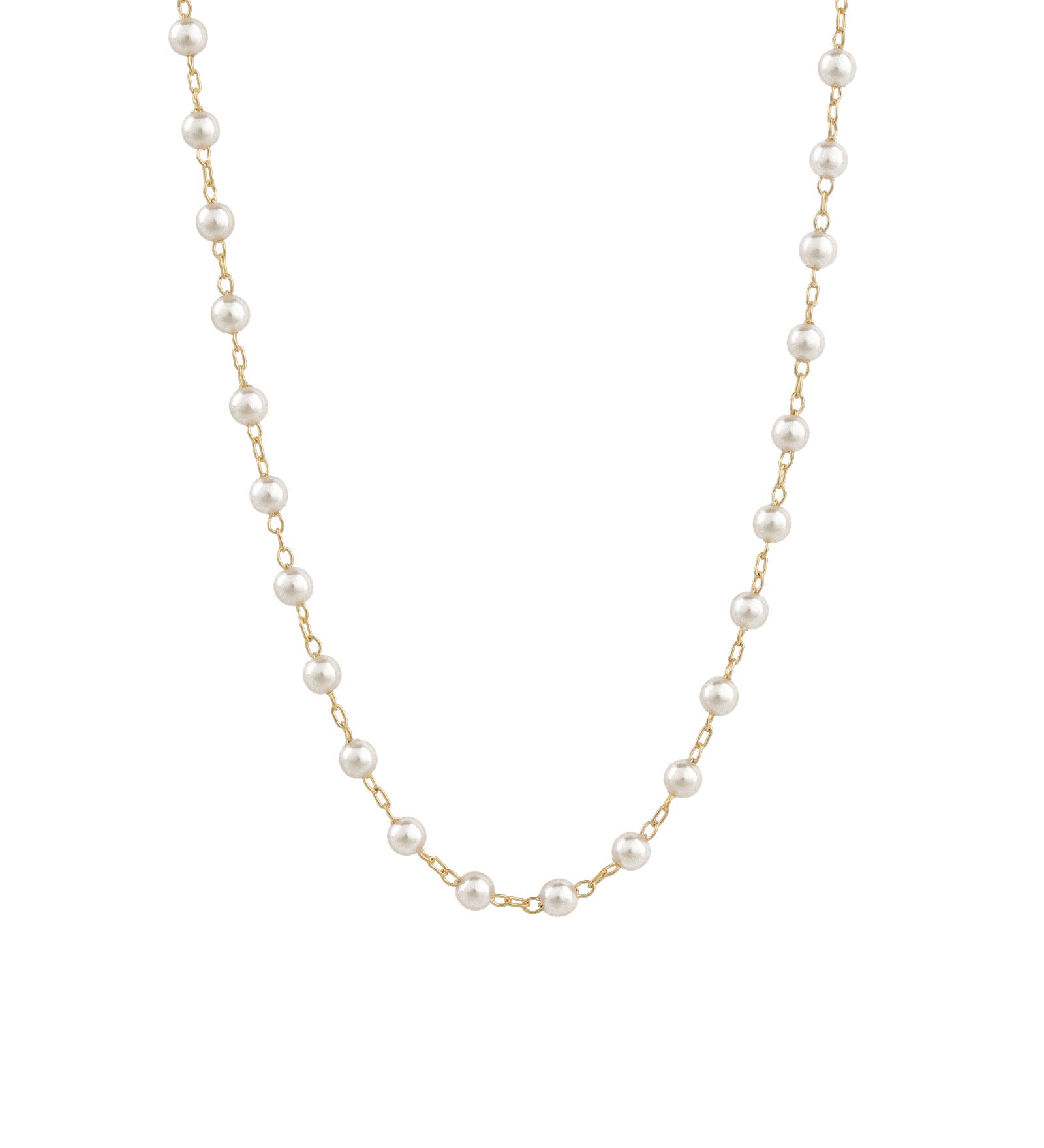Pearl Paperclip Necklace 18k Gold Plated, White Pearl