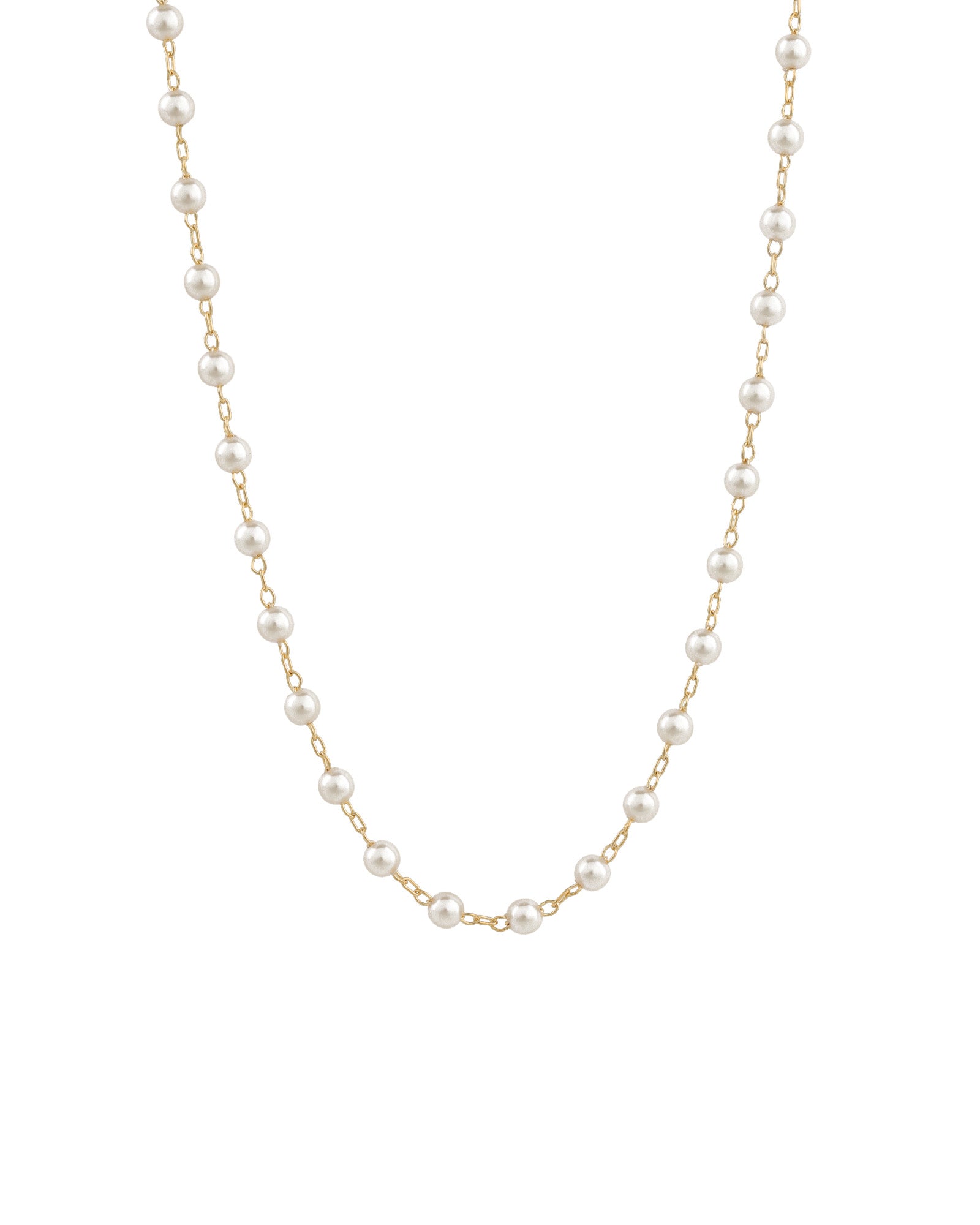 Pearl Paperclip Necklace 18k Gold Plated, White Pearl