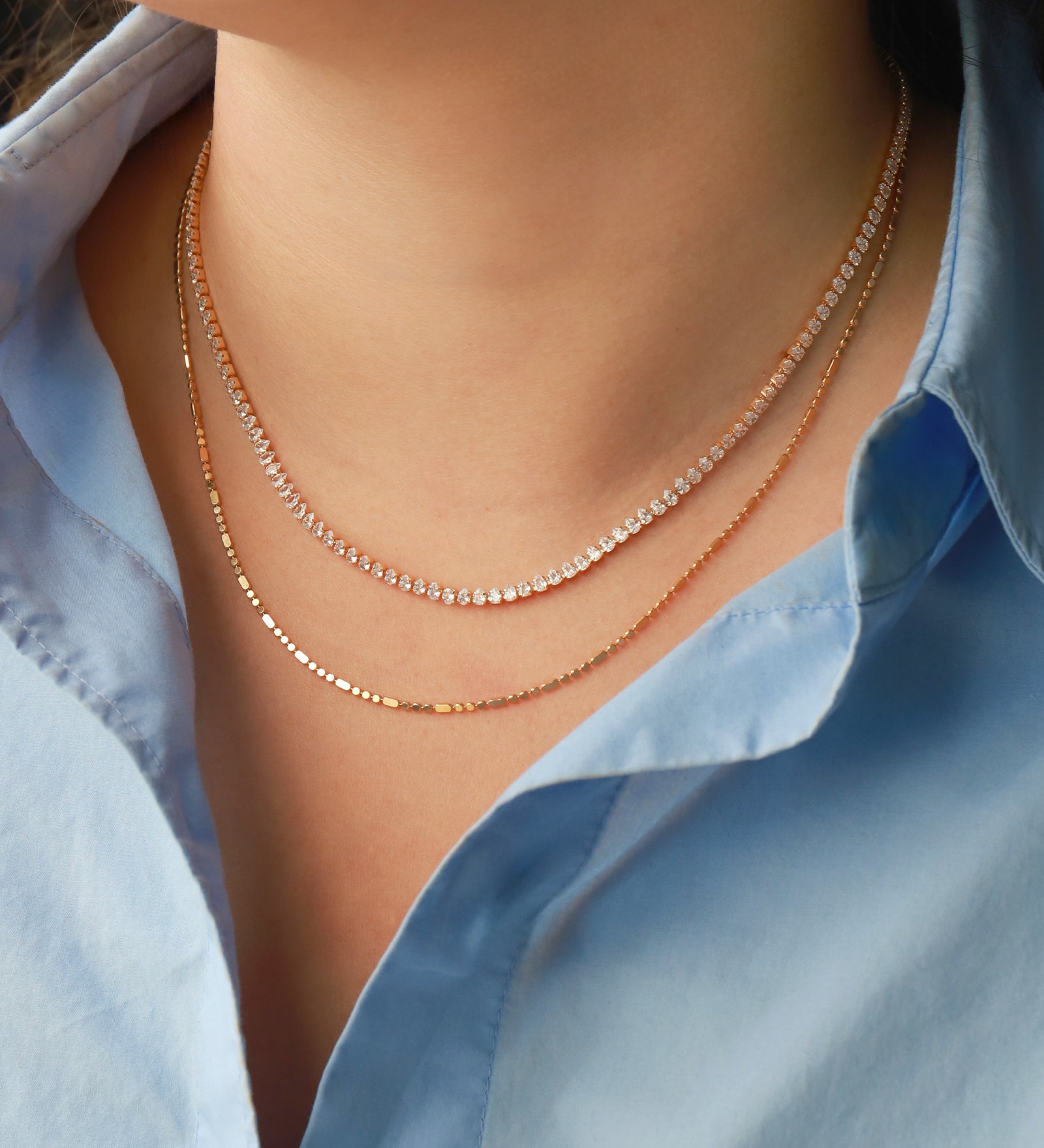 Baseline-Teardrop CZ Tennis Necklace-Necklaces-Blue Ruby Jewellery-Vancouver Canada